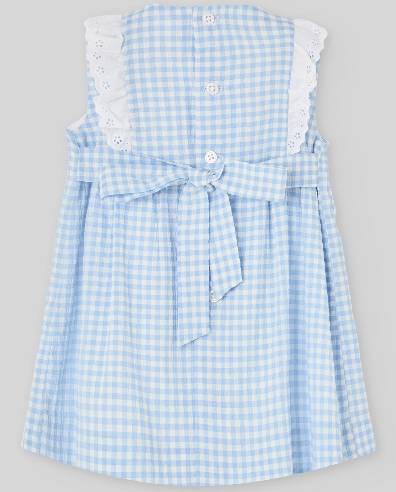 VESTIDO CUADROS AZUL PECHO PANAL