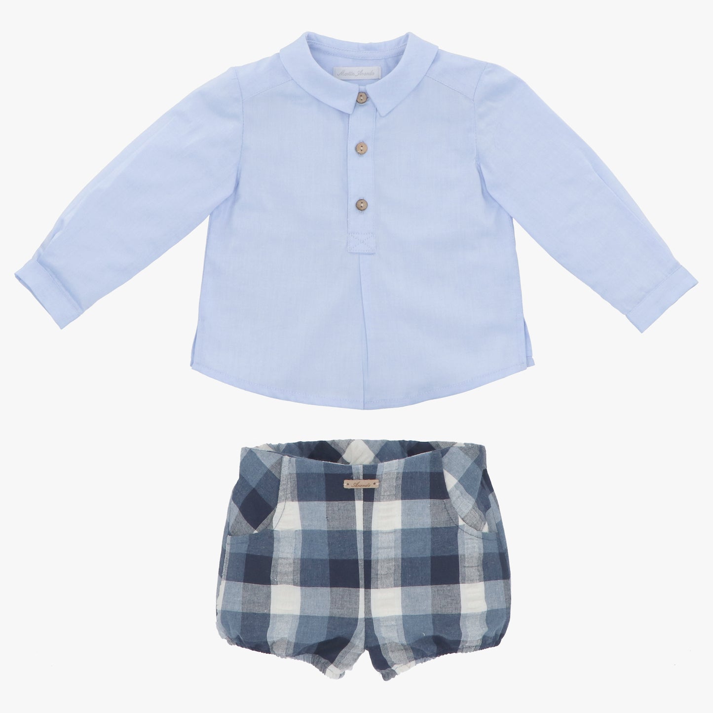 Conjunto Camisa Azul Bombacho Cuadros