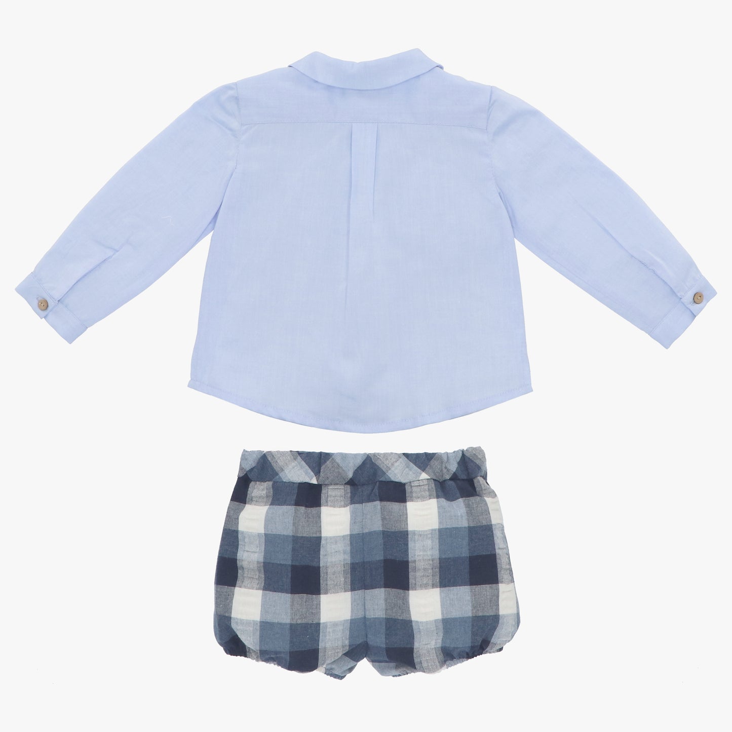 Conjunto Camisa Azul Bombacho Cuadros