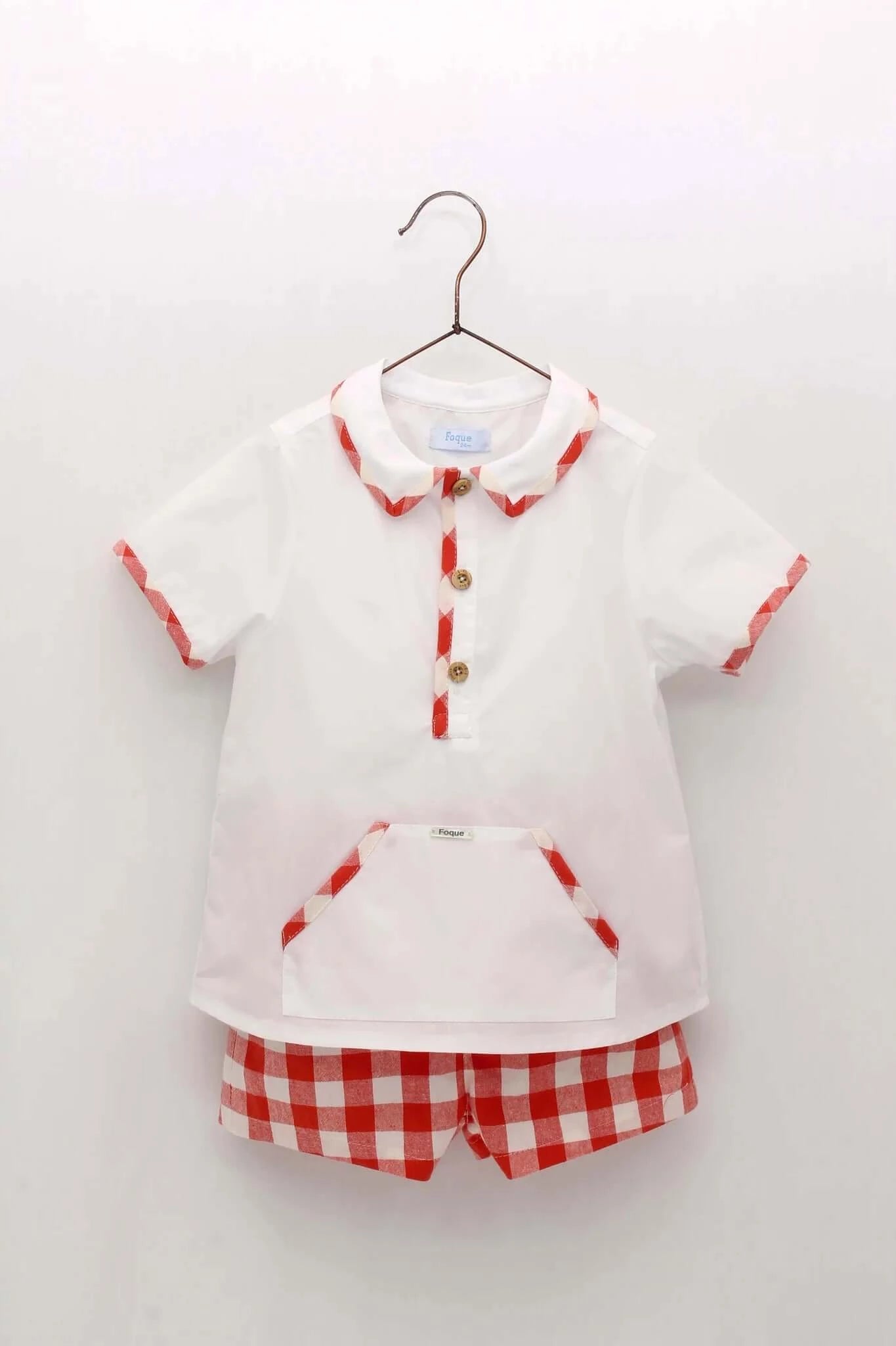 Conjunto Camisa Blanca y Short Cuadros