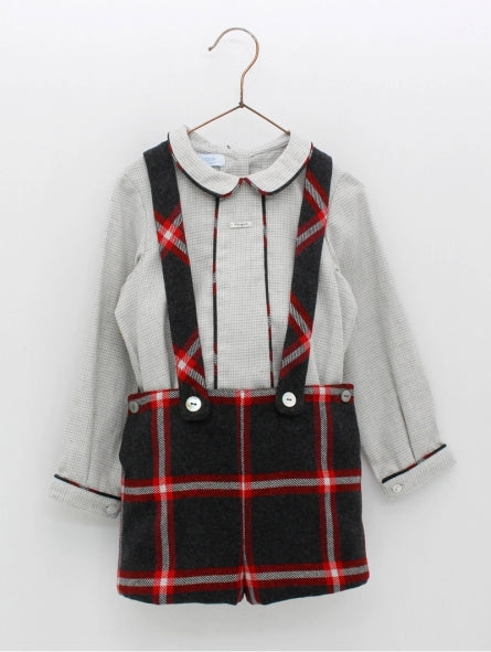 Peto niño cuadros Gris Rojo