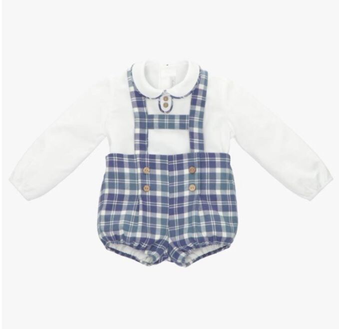 Peto Niño Cuadros Azules Manga Larga