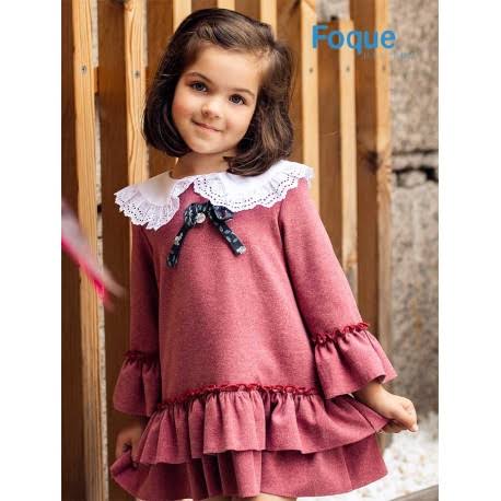 Vestido Vino Cuello Blanco