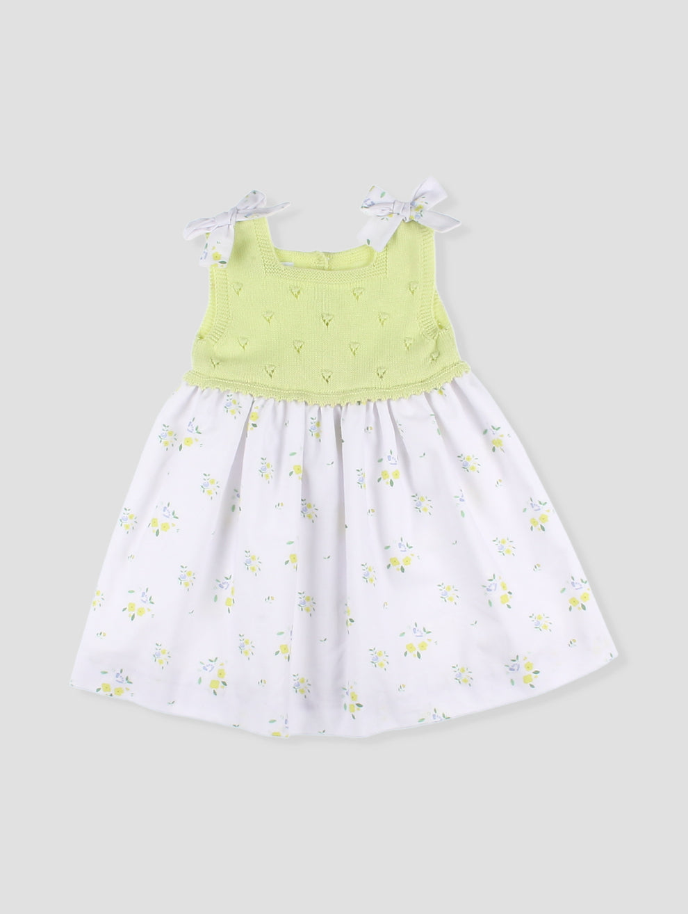 Vestido Punto Verde Limón Flores Foque