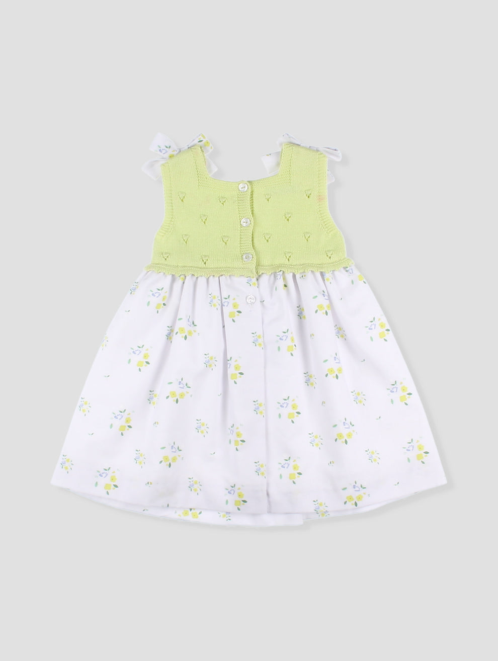 Vestido Punto Verde Limón Flores Foque
