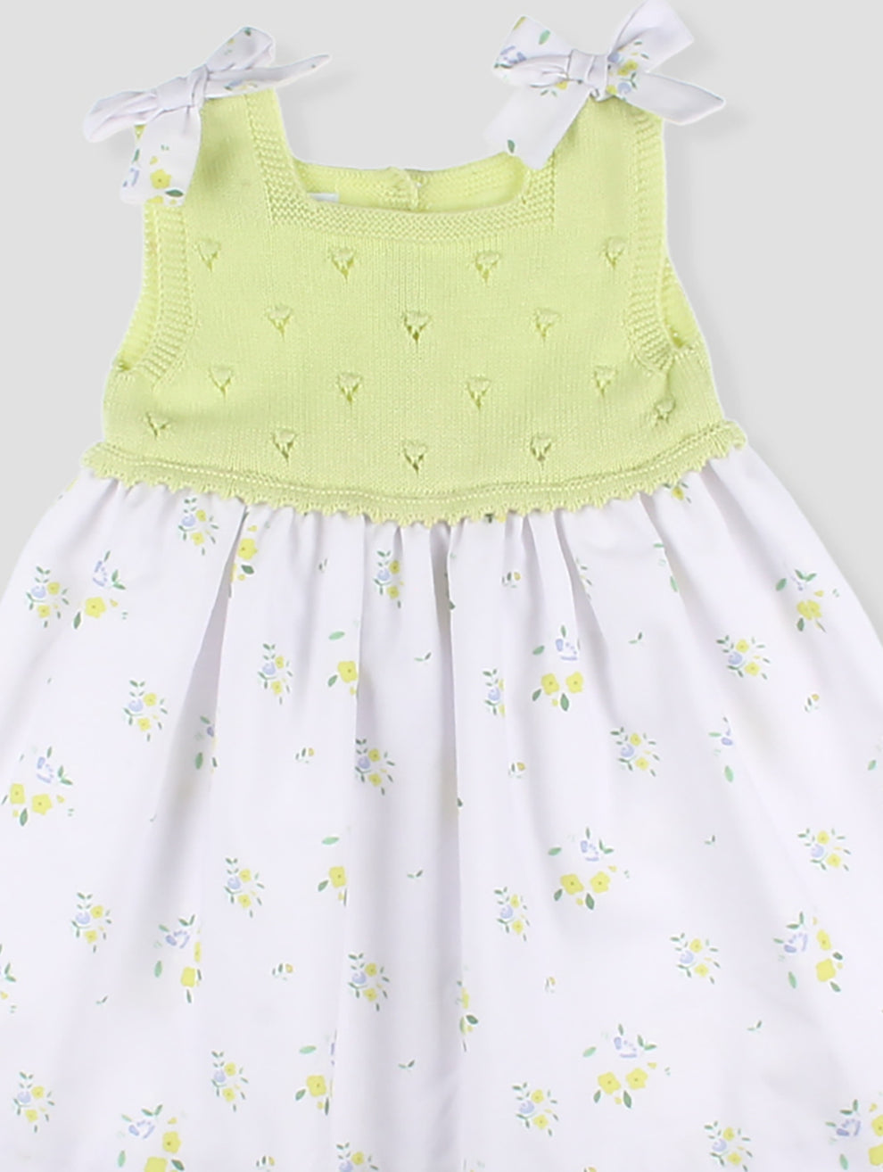 Vestido Punto Verde Limón Flores Foque