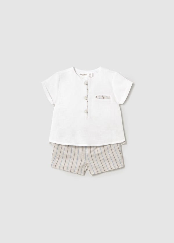 Conjunto Blanco Beige Rayas Mayoral