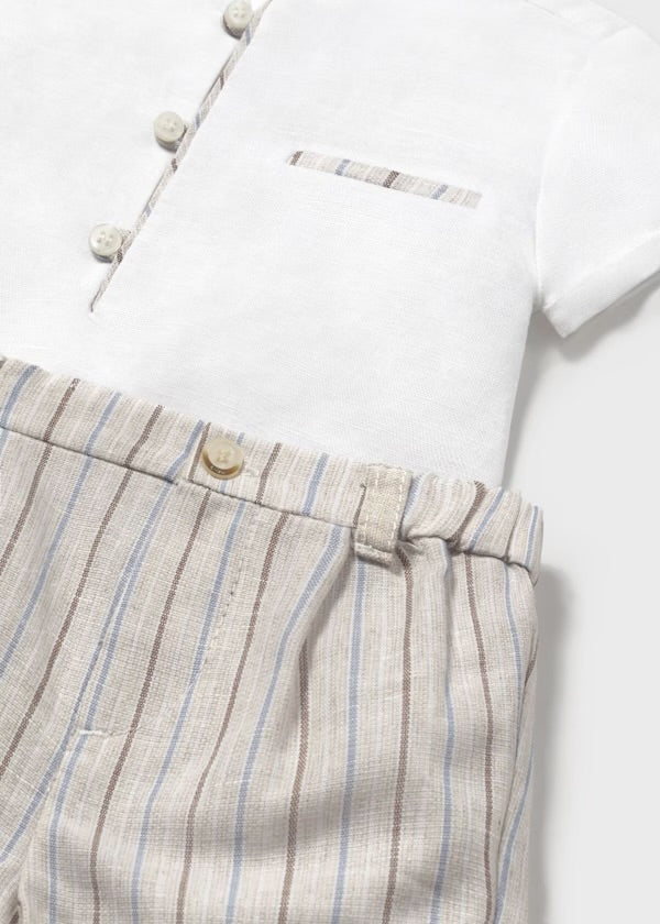 Conjunto Blanco Beige Rayas Mayoral