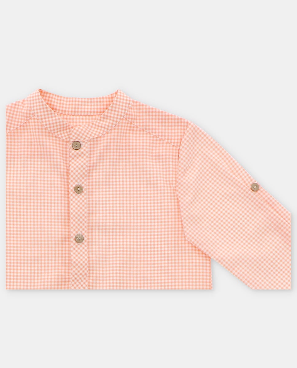 Conjunto Salmón Cuadros Y Short Crudo Martín Aranda