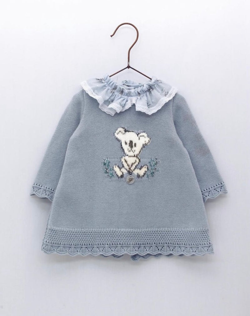 sueter azul tejido niña koala