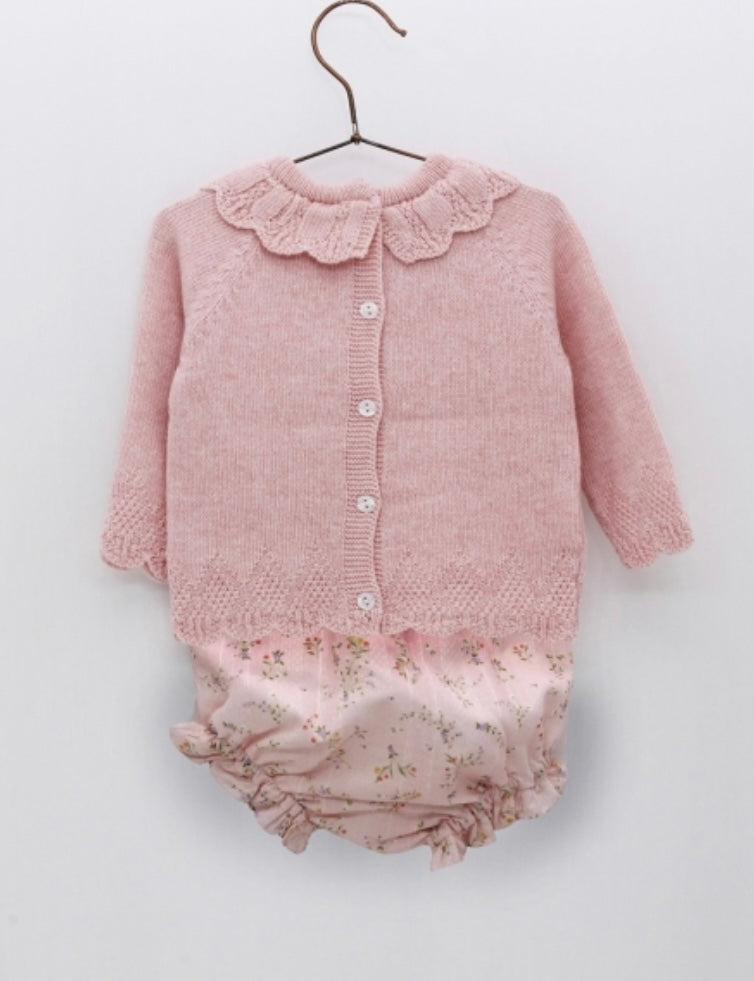 Conjunto suéter rosa y braga flores Foque