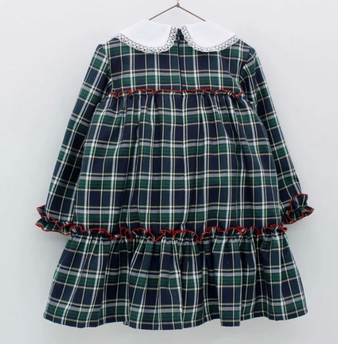 Vestido Verde Cuadros Marinos con Moño Foque