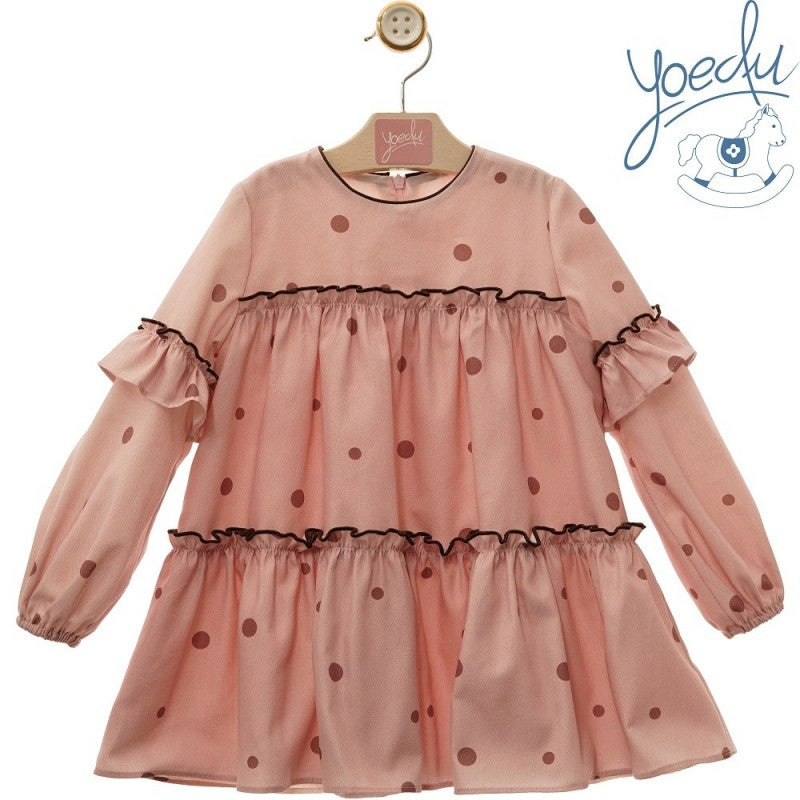 Vestido rosa puntos olanes Yoedu