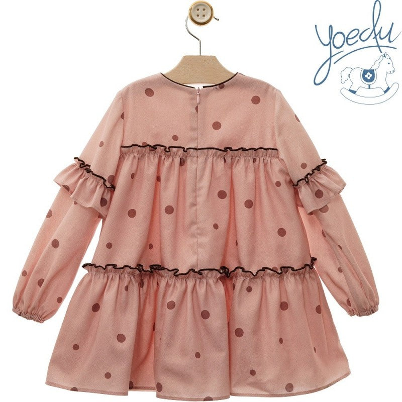 Vestido rosa puntos olanes Yoedu