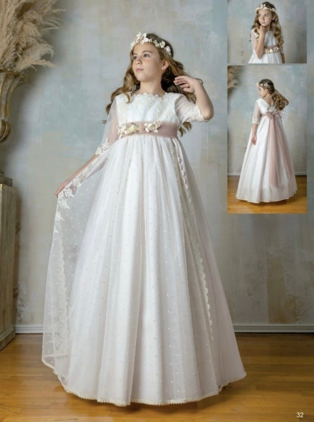 Vestido Comunión Fajilla Palo De Rosa Lilus