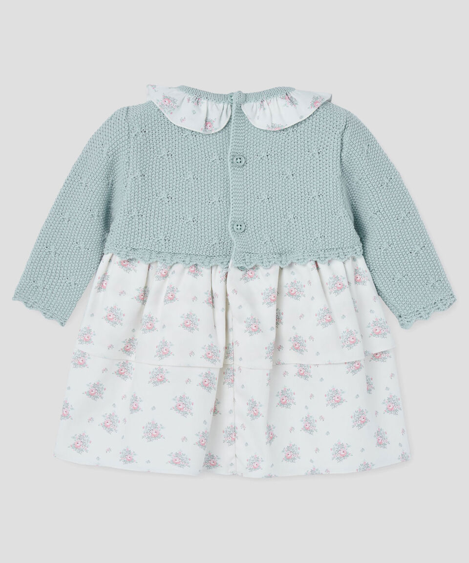 Vestido Tejido Verde Flores Cuello Paz Rodríguez