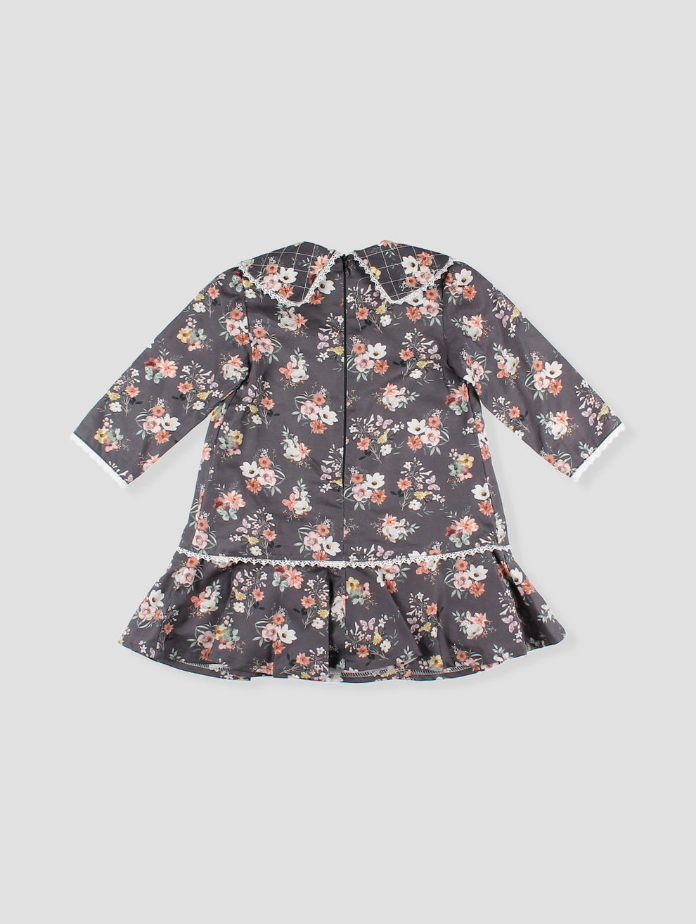 Vestido Gris Oscuro Con Flores Foque