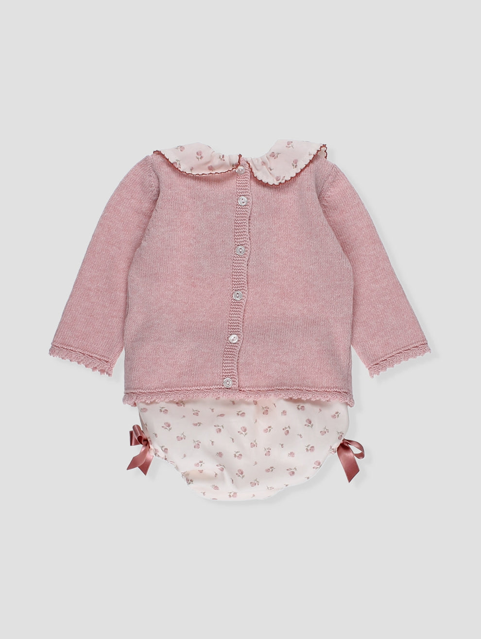 Conjunto Tejido Rosa Flores Foque