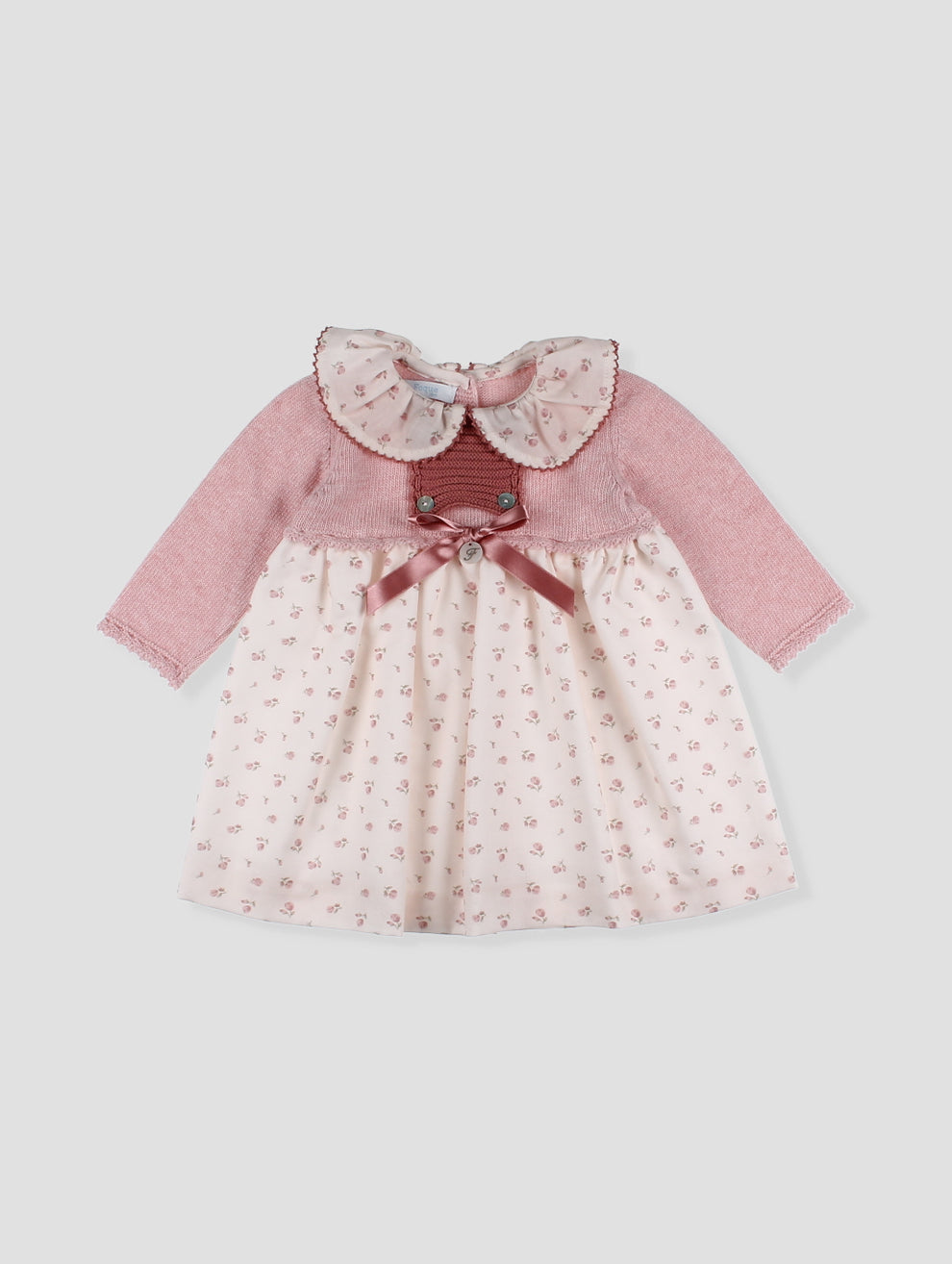 Vestido Tejido Rosa Flores Foque