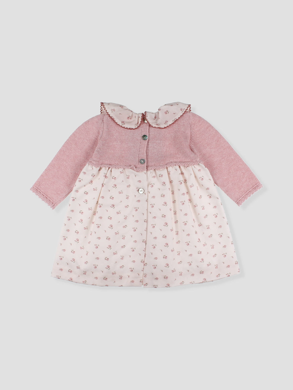Vestido Tejido Rosa Flores Foque