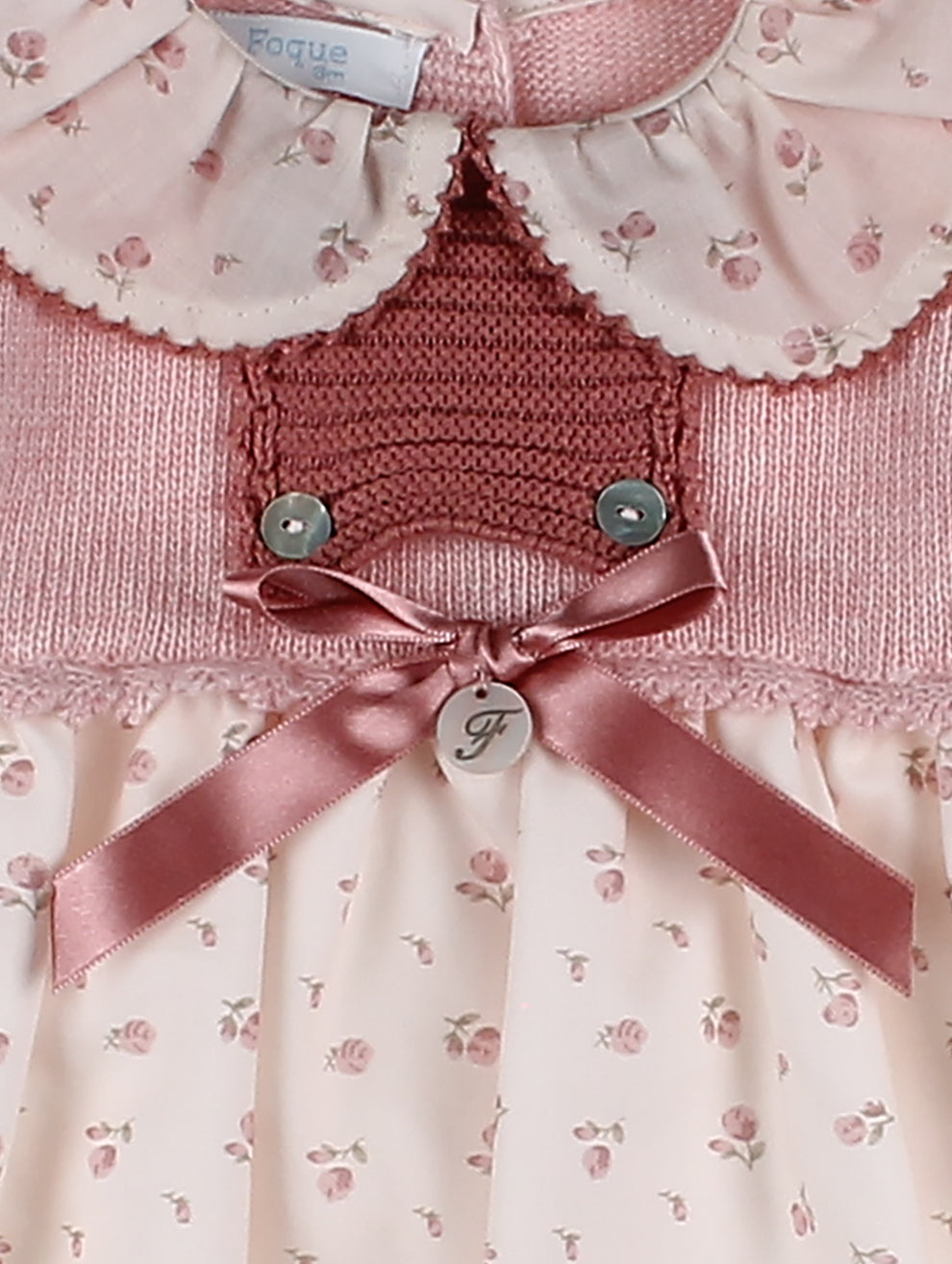 Vestido Tejido Rosa Flores Foque