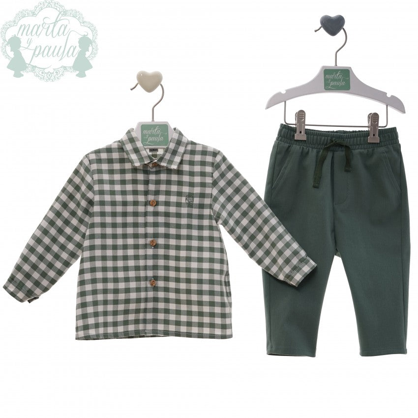 Conjunto Verde Cuadros Marta Y Paula