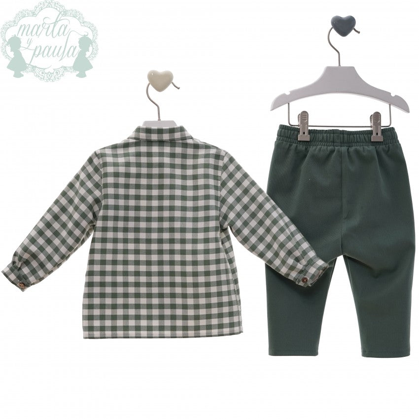 Conjunto Verde Cuadros Marta Y Paula