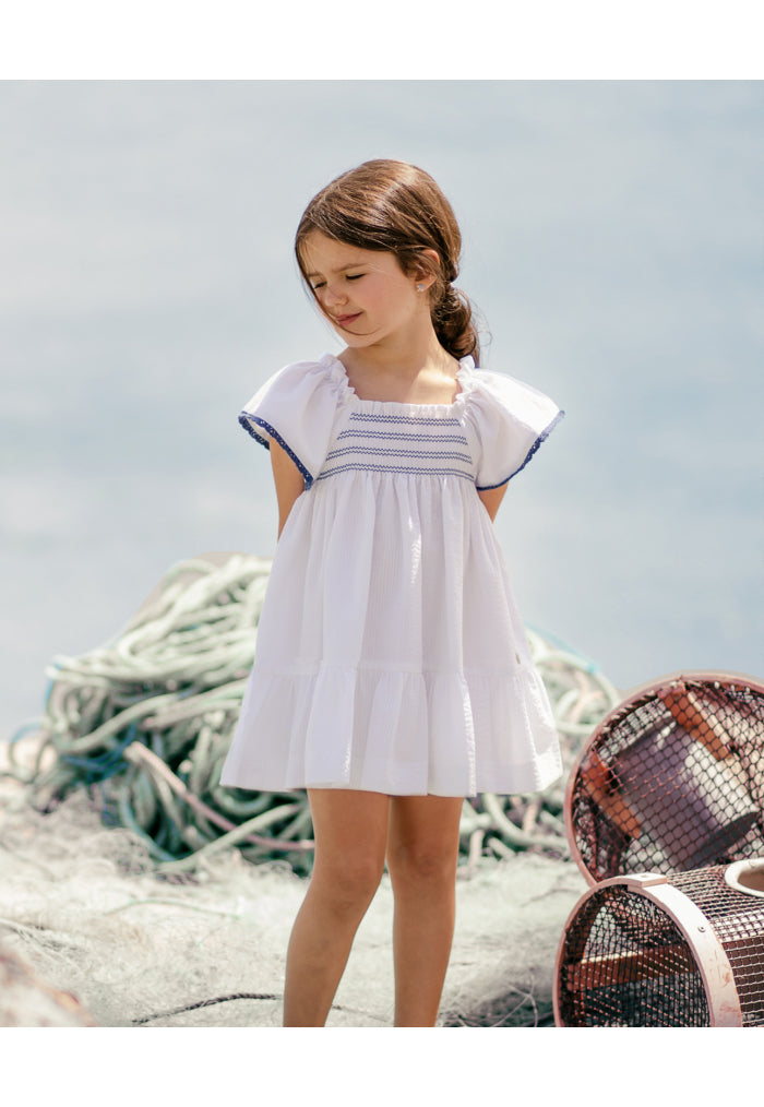 Vestido Blanco Pecho Smock Paz Rodríguez