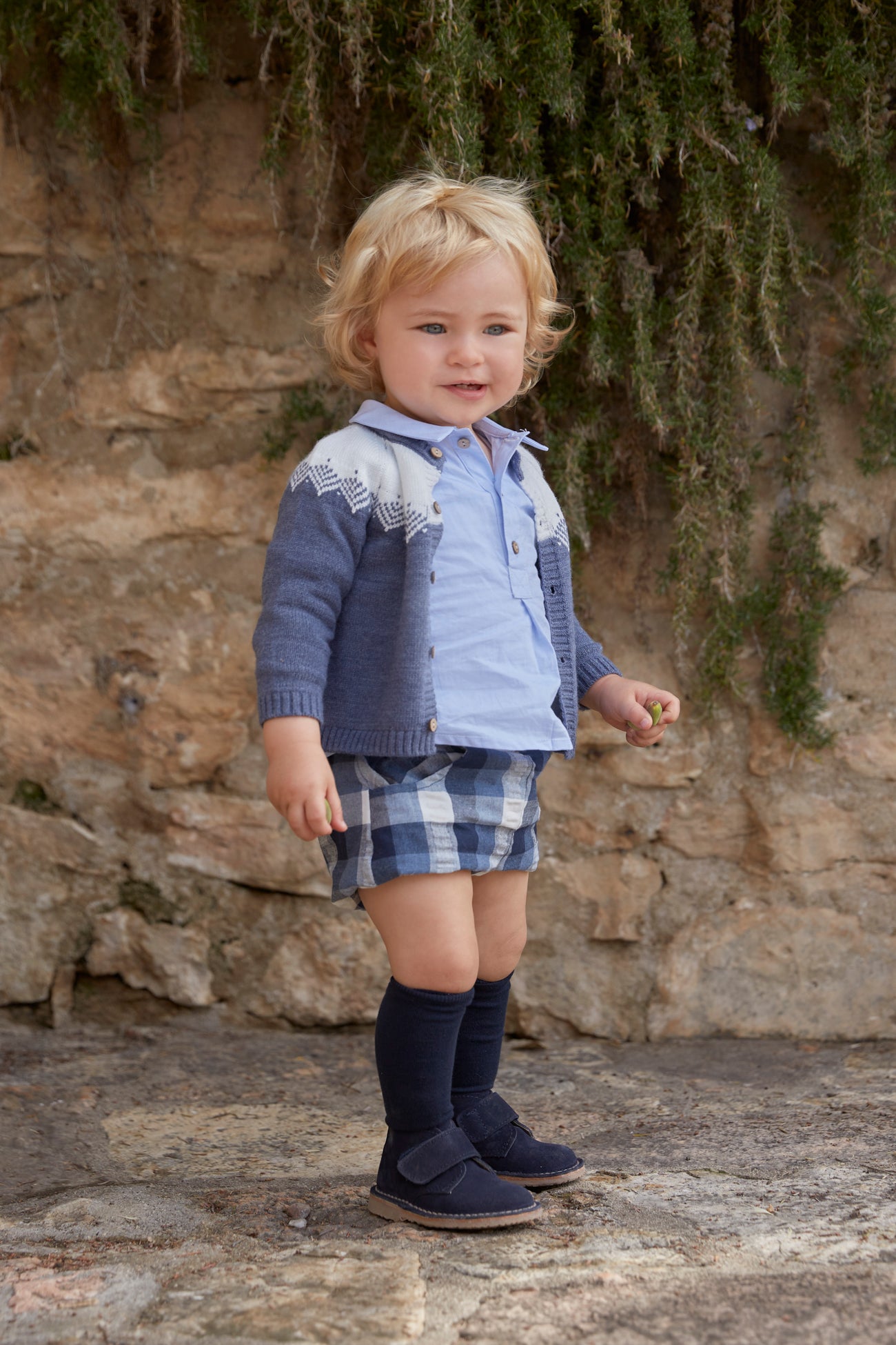 Conjunto Camisa Azul Bombacho Cuadros
