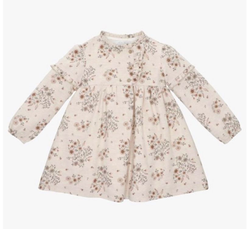 Vestido beige con flores y botones Martín Aranda