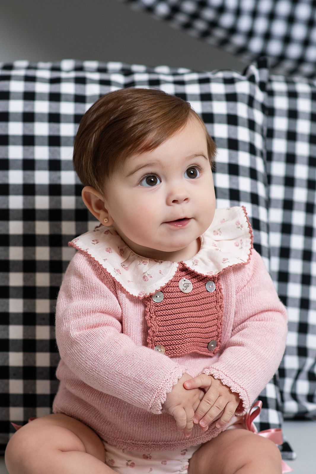 Conjunto Tejido Rosa Flores Foque