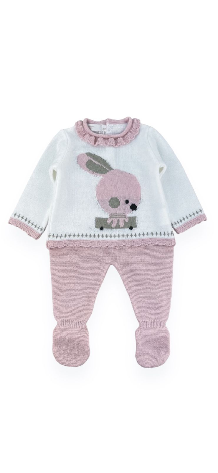Conjunto tejido rosa conejo