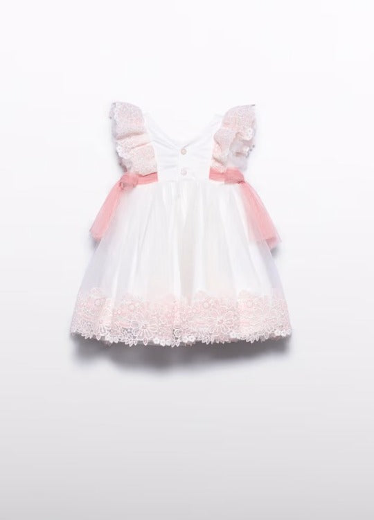 VESTIDO CEREMONIA MOÑOS ROSAS