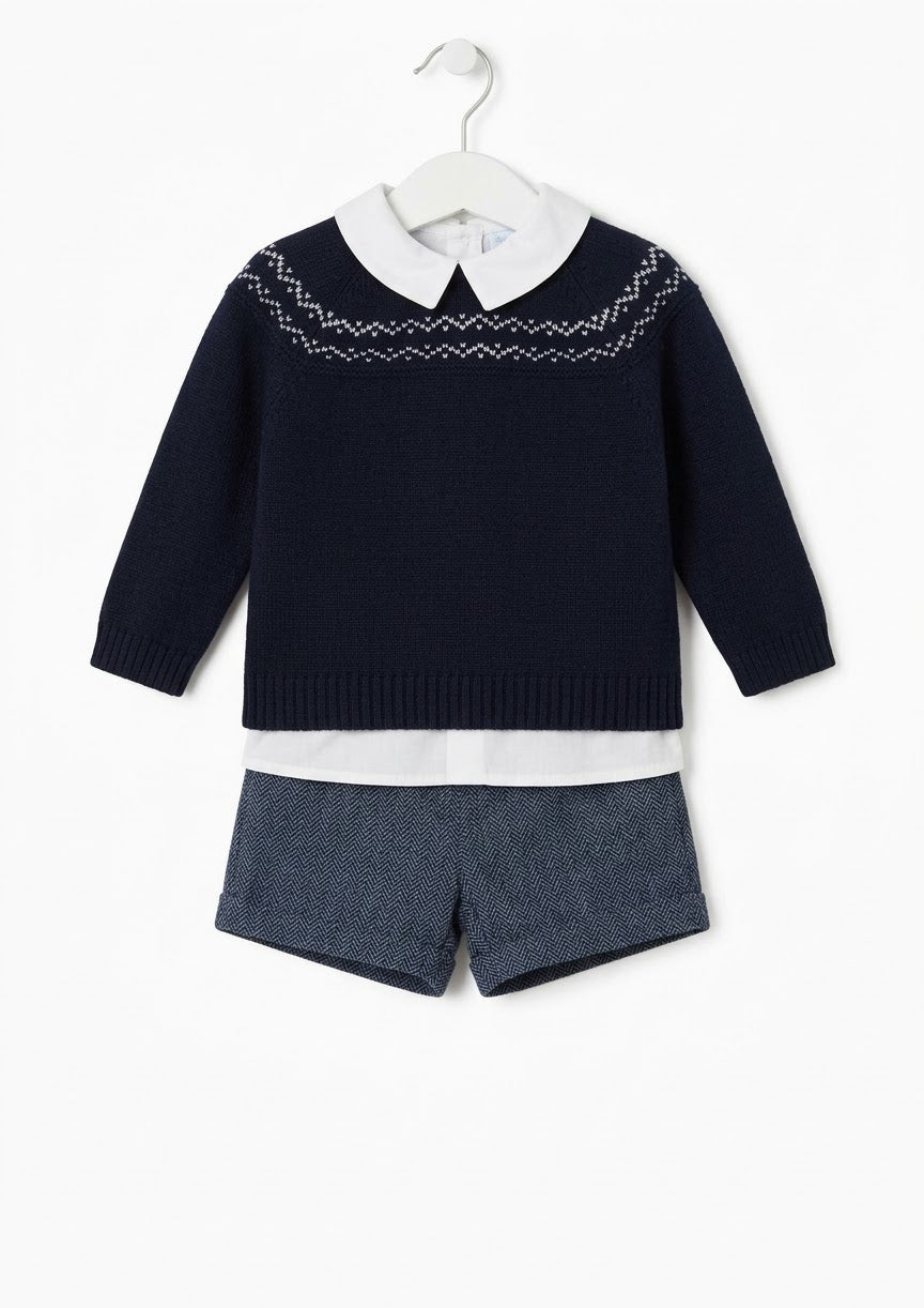 Conjunto Niño Suéter Short Marino Camisa Mac Ilusión