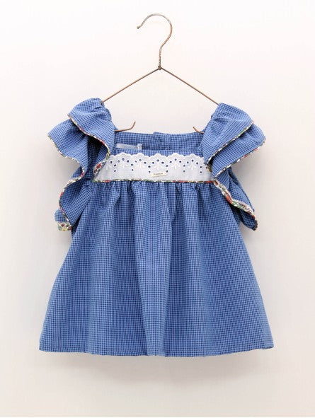 Conjunto Niña Blusa Azul Cuadros
