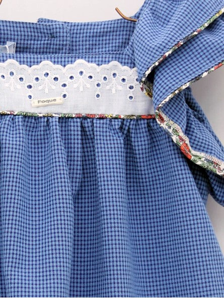 Conjunto Niña Blusa Azul Cuadros