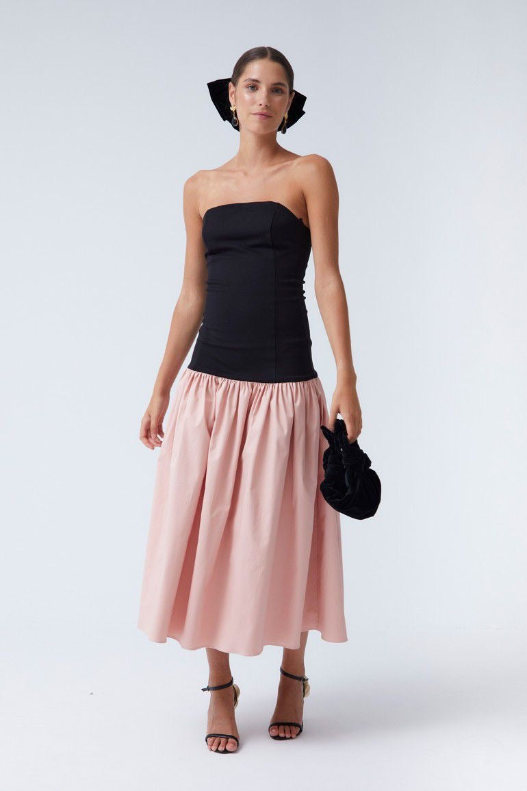 Vestido Grulla Negro Rosa Coosy