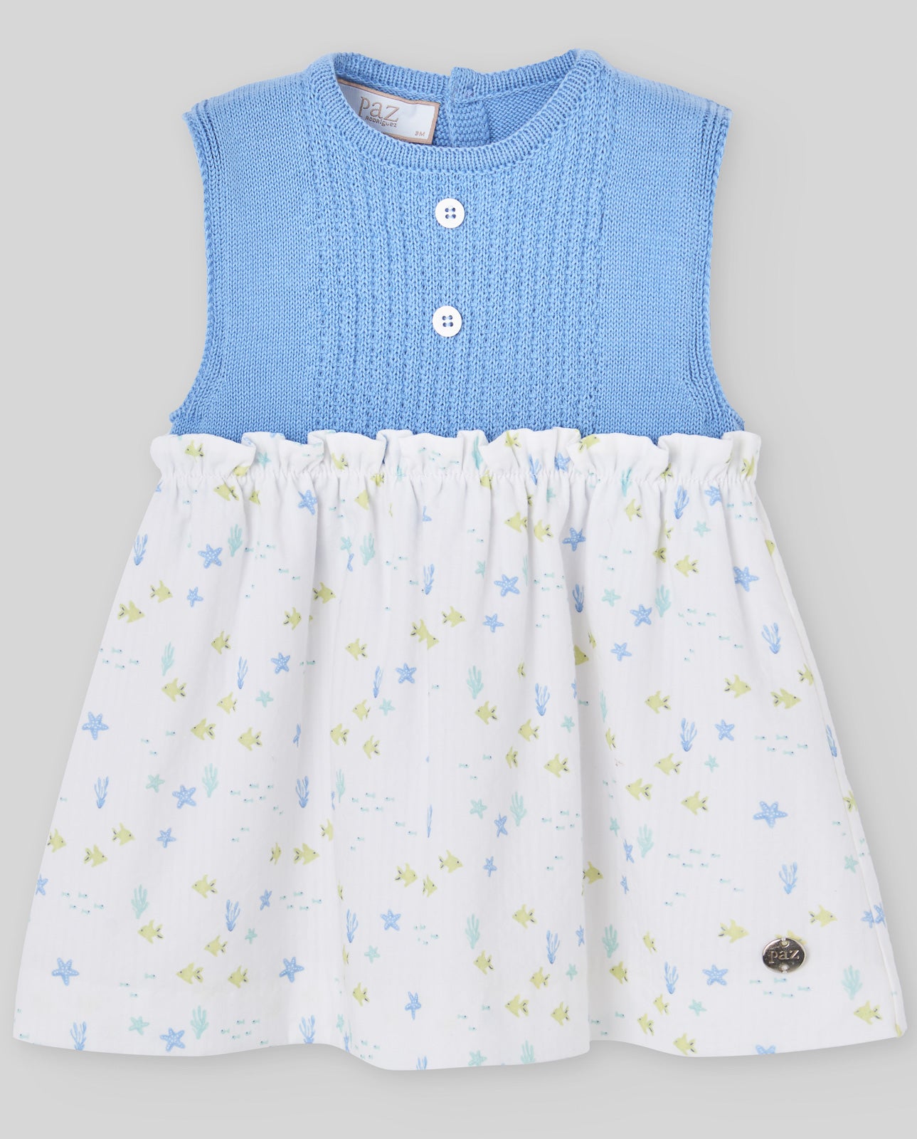 VESTIDO PECHO PUNTO AZUL CORALES