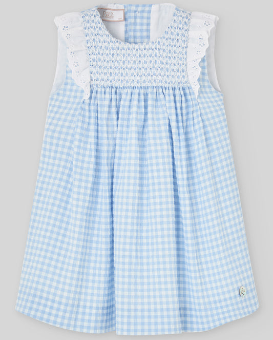 VESTIDO CUADROS AZUL PECHO PANAL