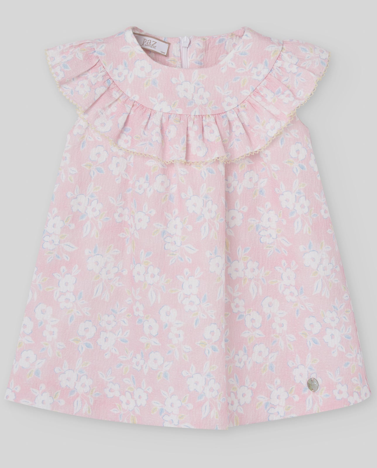 VESTIDO ROSA FLORES BLANCAS