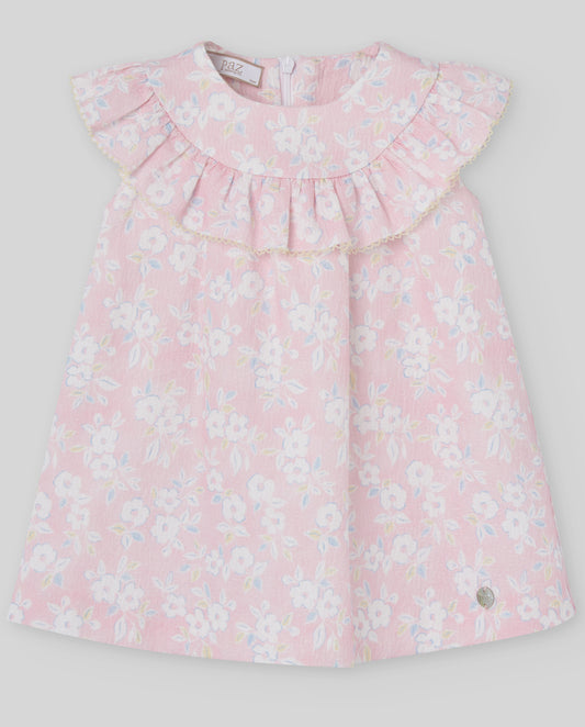VESTIDO ROSA FLORES BLANCAS