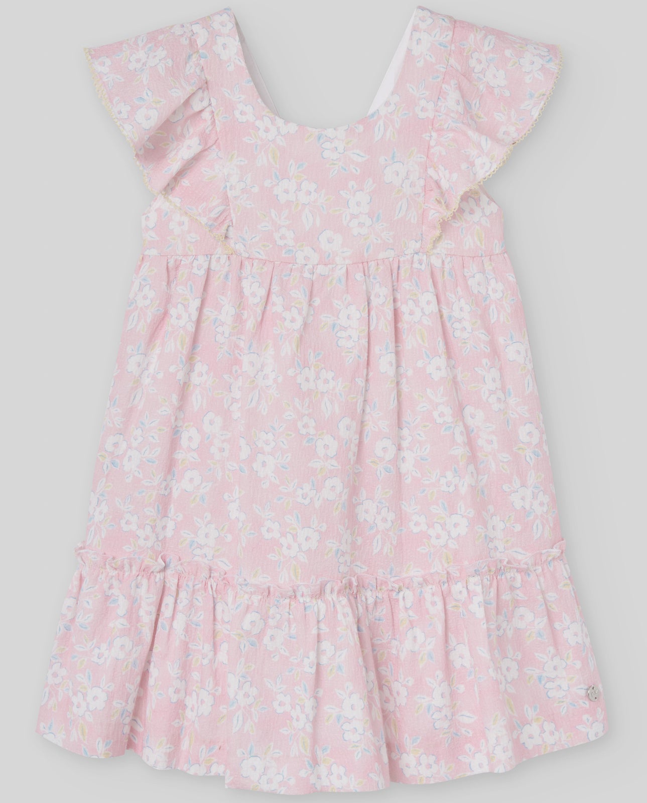VESTIDO ROSA FLORES BLANCAS