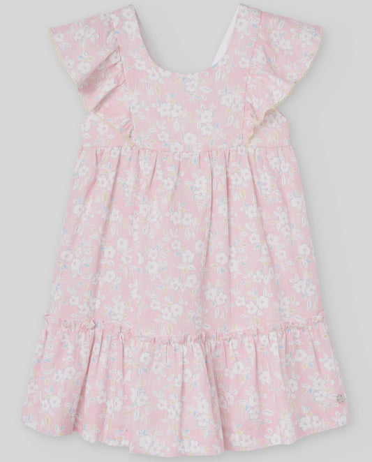 VESTIDO ROSA FLORES BLANCAS