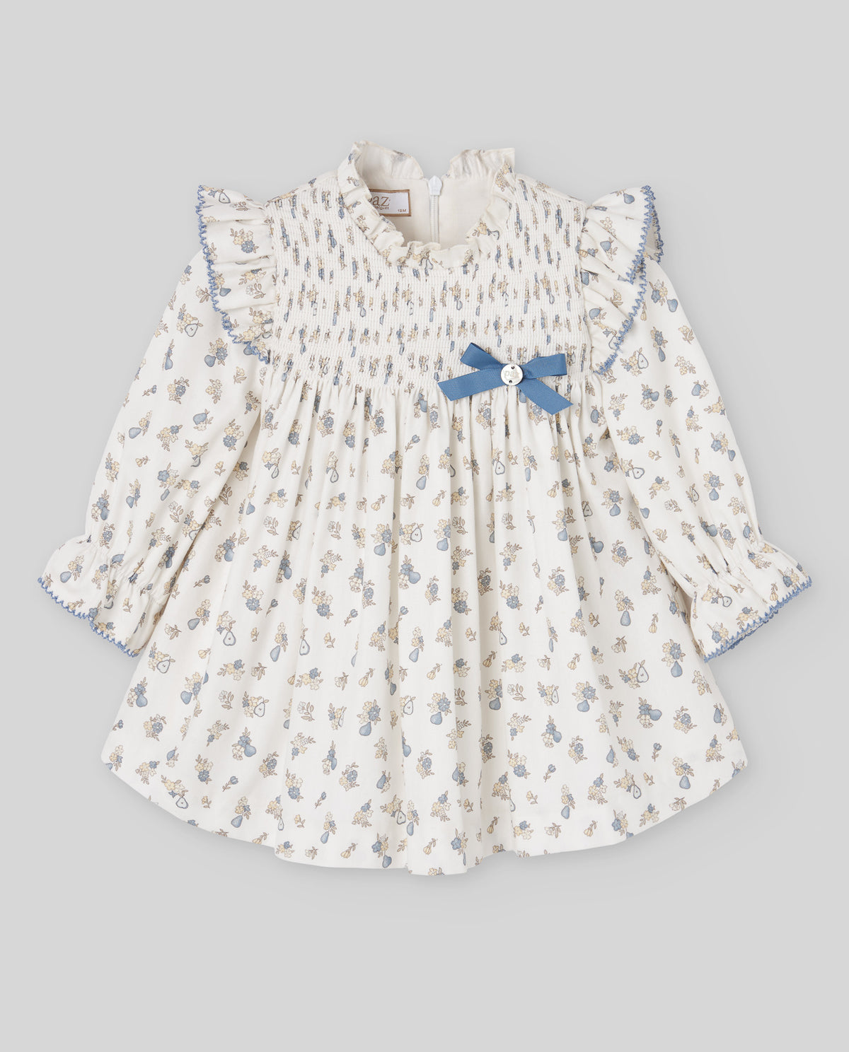 Vestido Peras Azul Pecho Panal Paz Rodríguez