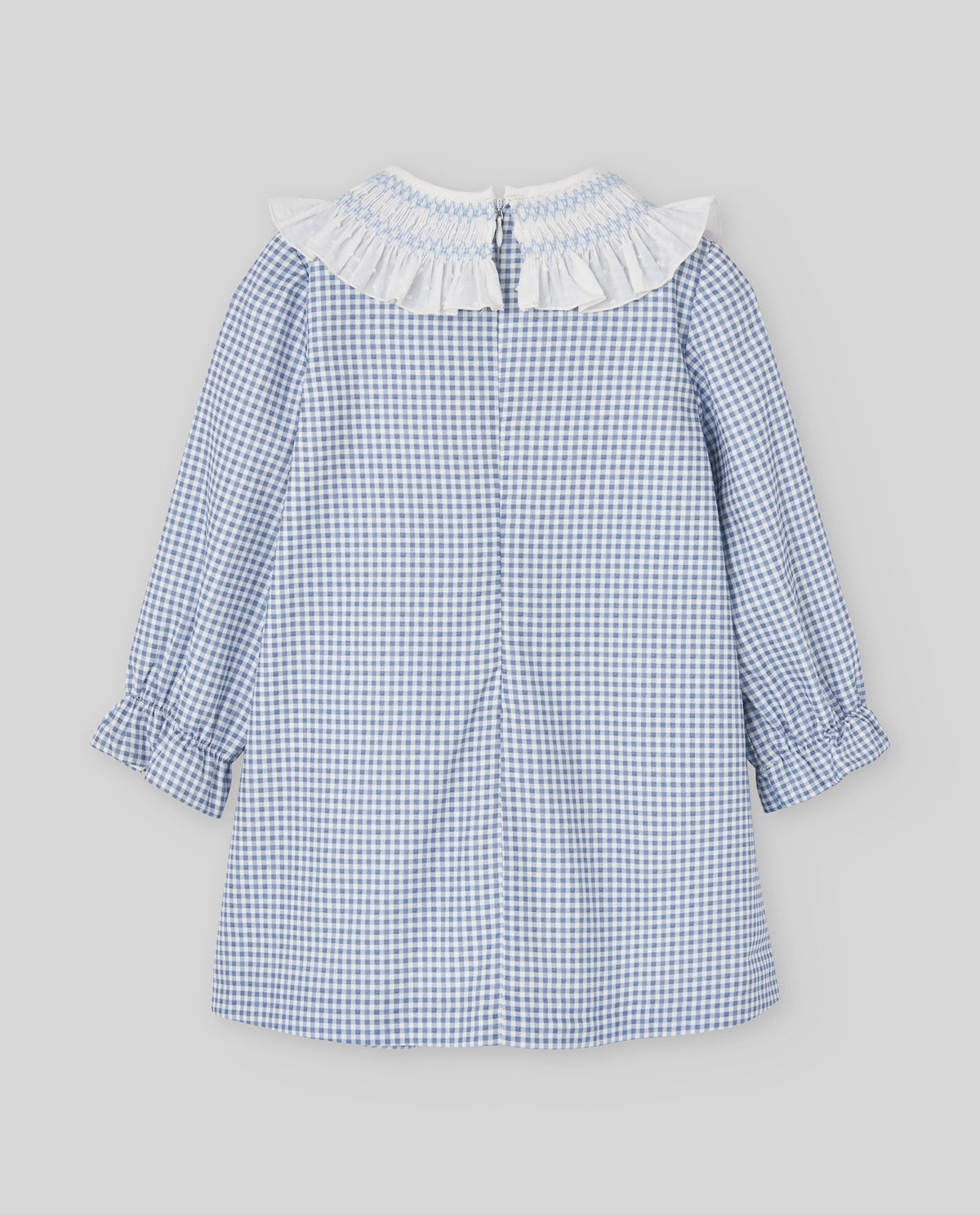 Vestido Cuadros Azul Cuello Olan Paz Rodríguez