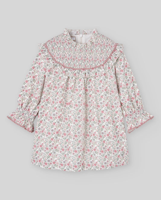 Vestido Flores Rosa Pecho Panal Paz Rodríguez