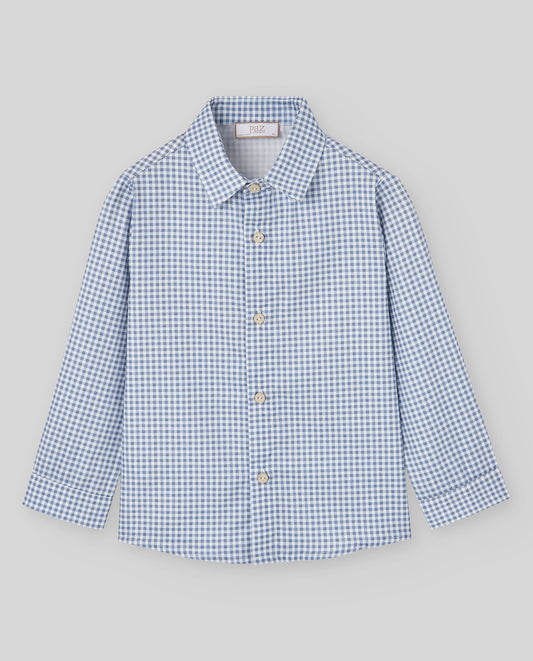 Conjunto Camisa Cuadros Azul Pantalón Arena Paz Rodríguez