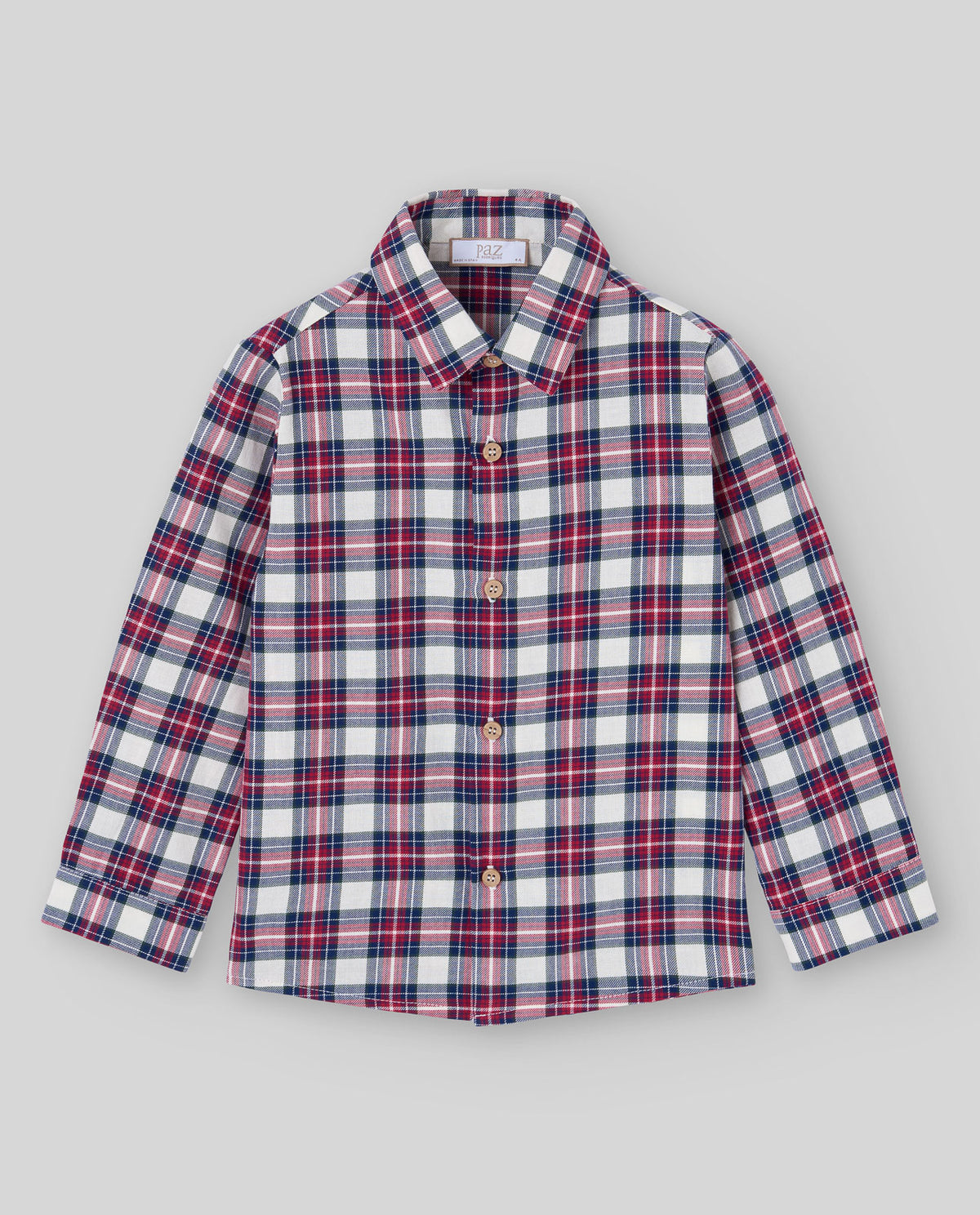 Conjunto Camisa Cuadros Rojo Pantalón Crudo Paz Rodríguez