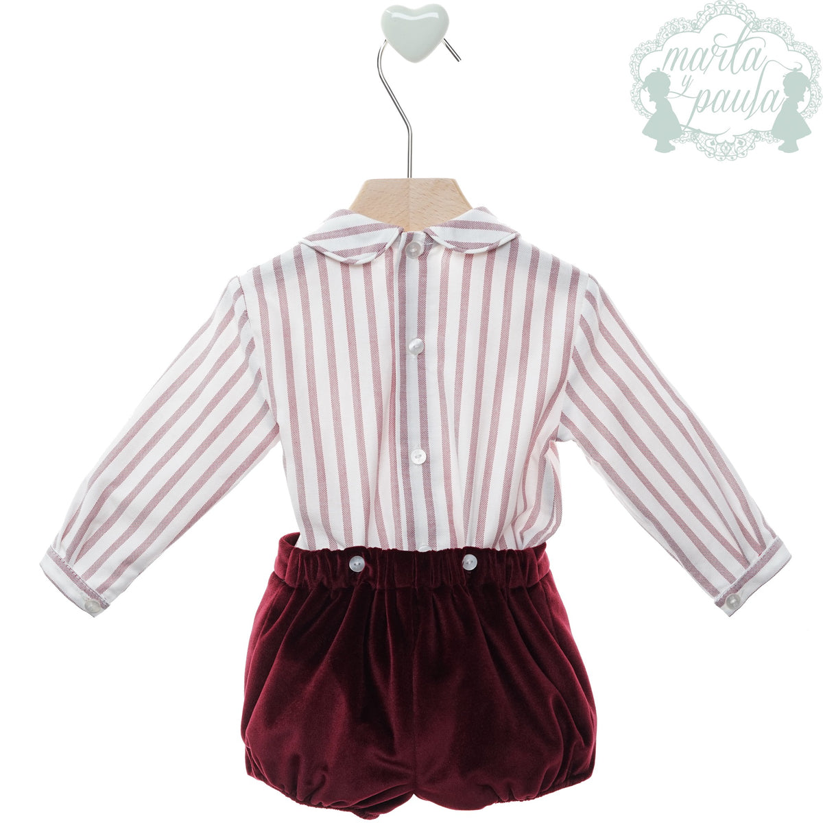 Conjunto Niño Short Terciopelo Vino Marta y Paula