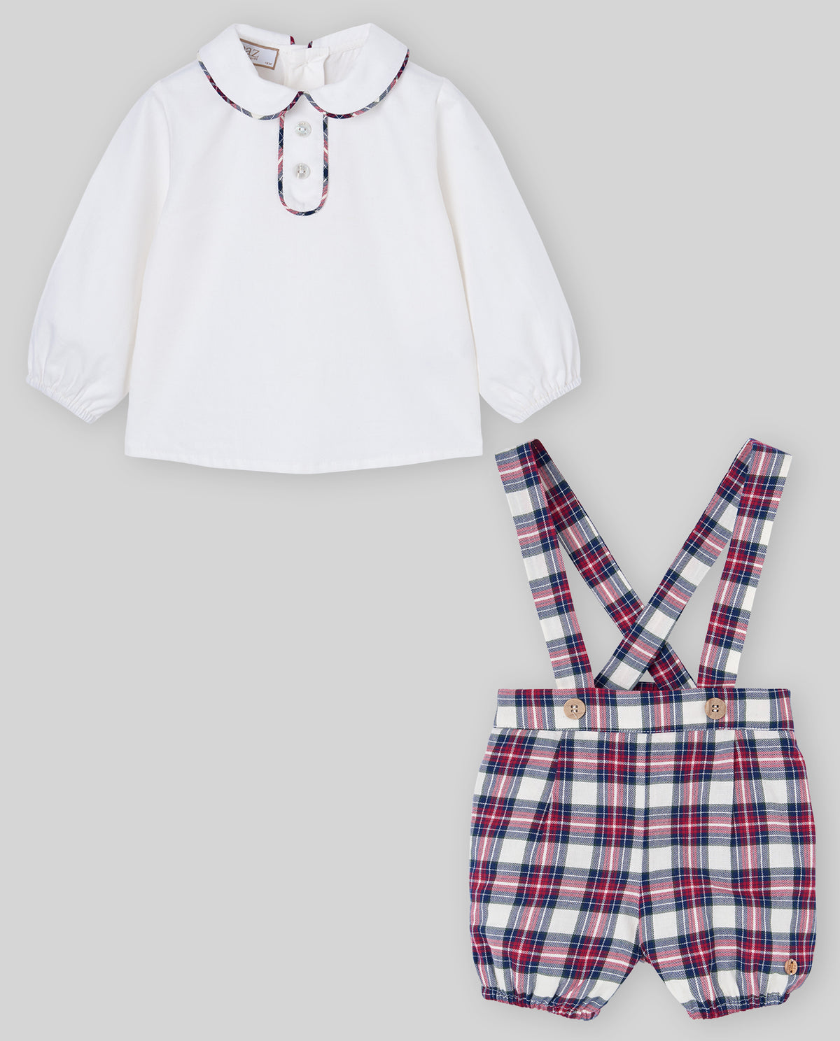 Conjunto Peto Cuadros Rojos Paz Rodríguez